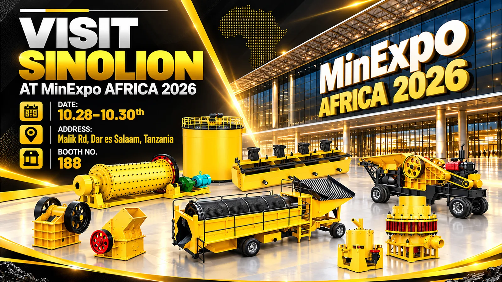 Visit Us at MinExpo AFRICA 2026 Explore High-Efficiency Gold Mineral Processing Solutions with Zhengzhou Sinolion Machinery Co Ltd Visit Us at MinExpo AFRICA 2026 Explore High-Efficiency Gold Mineral Processing Solutions with Zhengzhou Sinolion Machinery Co Ltd